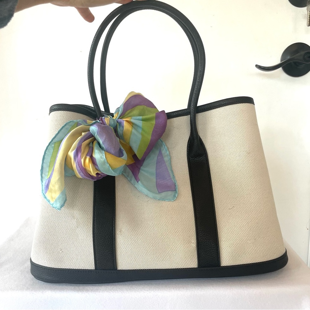 Custom Canvas & Leather Butterfly Tote, w/14 vintage brooches, strap, pouch - Picture 7 of 16
